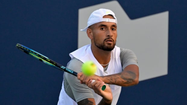 Nick Kyrgios in action at Canadian Masters