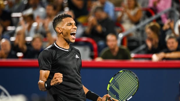 Felix Auger-Aliassime in action in Montreal