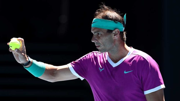 Rafael Nadal in Australian Open first round action