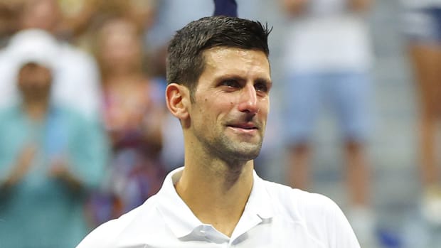 Novak Djokovic crying at US Open final ceremony