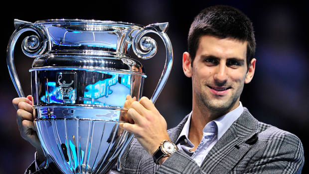 Novak Djokovic 2011 end of year number one trophy
