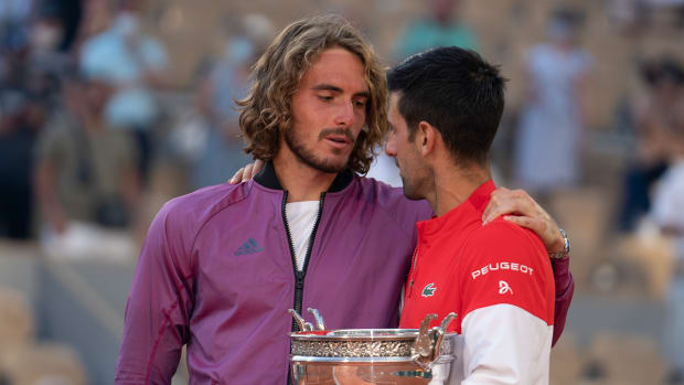 Stefanos Tsitsipas and Novak Djokovic