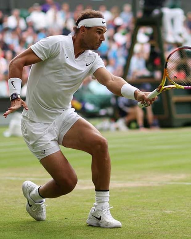 Rafael Nadal backhand at Wimbledon