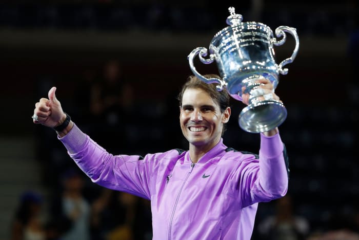 Rafael Nadal with US Open trophy