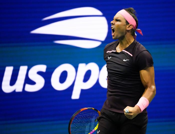 Rafael Nadal celebrates at US Open