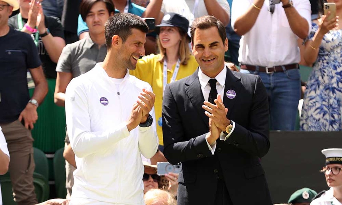 Novak Djokovic and Roger Federer at Wimbledon