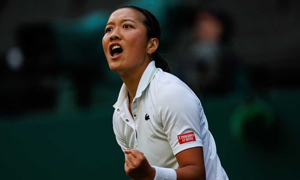 Harmony Tan celebrates beating Serena Williams at Wimbledon
