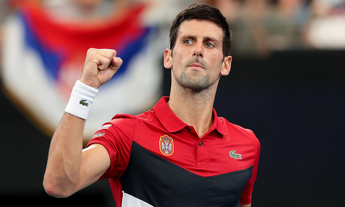 Novak Djokovic celebrates ATP Cup