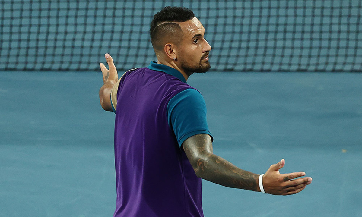 Nick Kyrgios plays up to the crowd at Australian Open