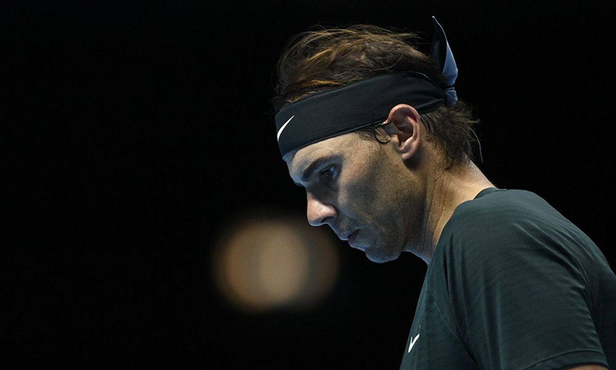 Rafael Nadal looking glum
