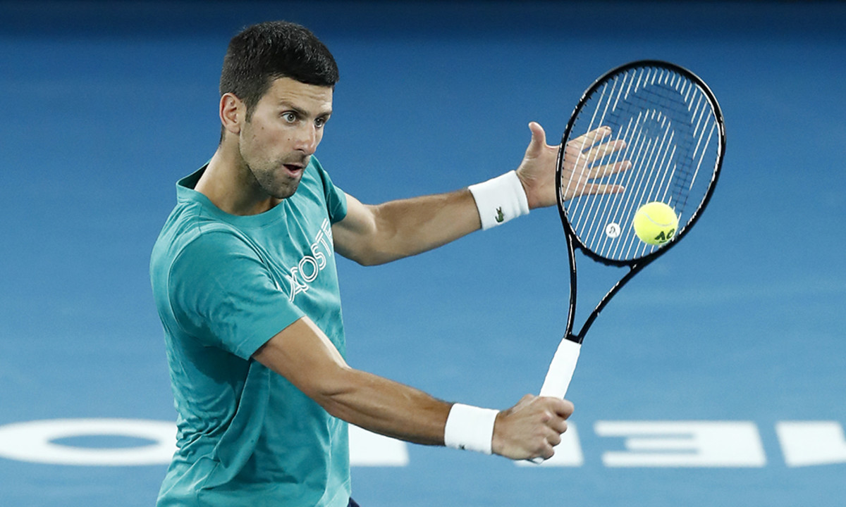 Novak Djokovic practice Australian Open