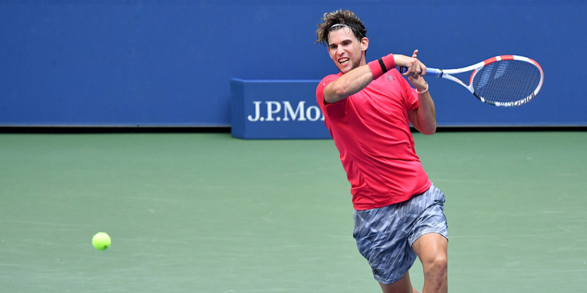 September 7, 2020 - Dominic Thiem in action against Felix Auger-Aliassime during a men's singles match at the 2020 US Open. (Photo by Pete Staples/USTA)