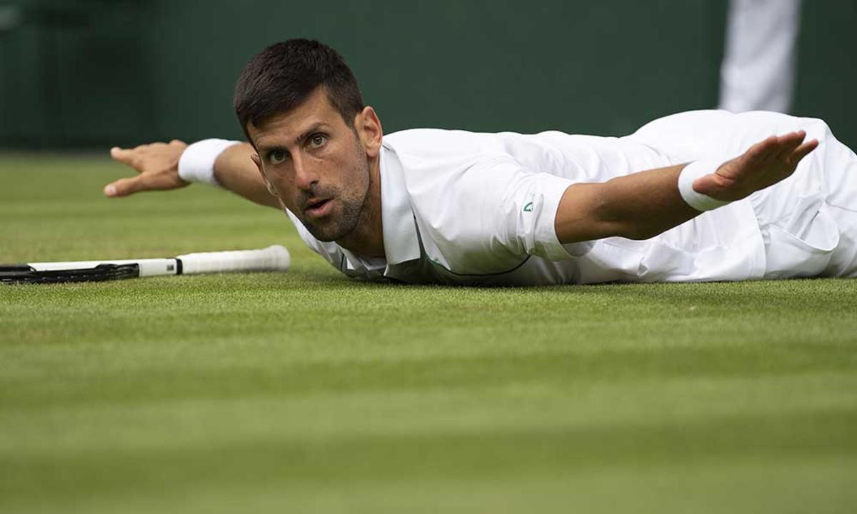 Novak Djokovic on the Wimbledon turf