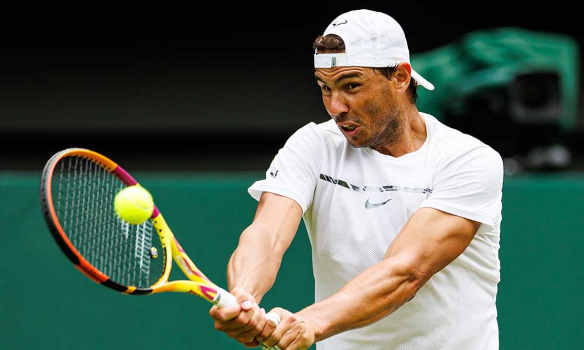 Rafael Nadal practices at Wimbledon