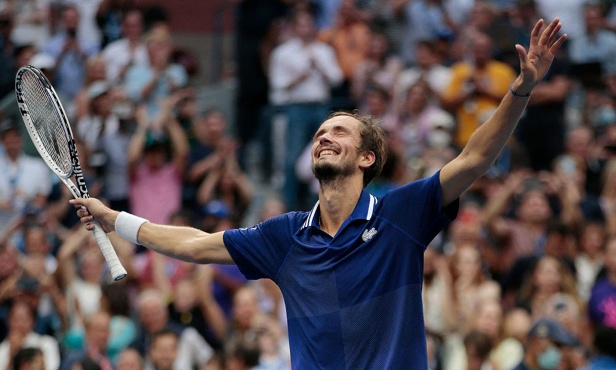 Daniil Medvedev celebrates US Open win