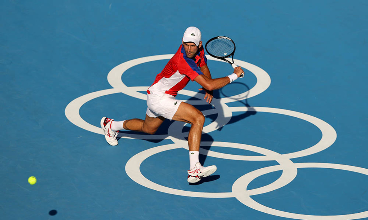 Novak Djokovic olympics running backhand
