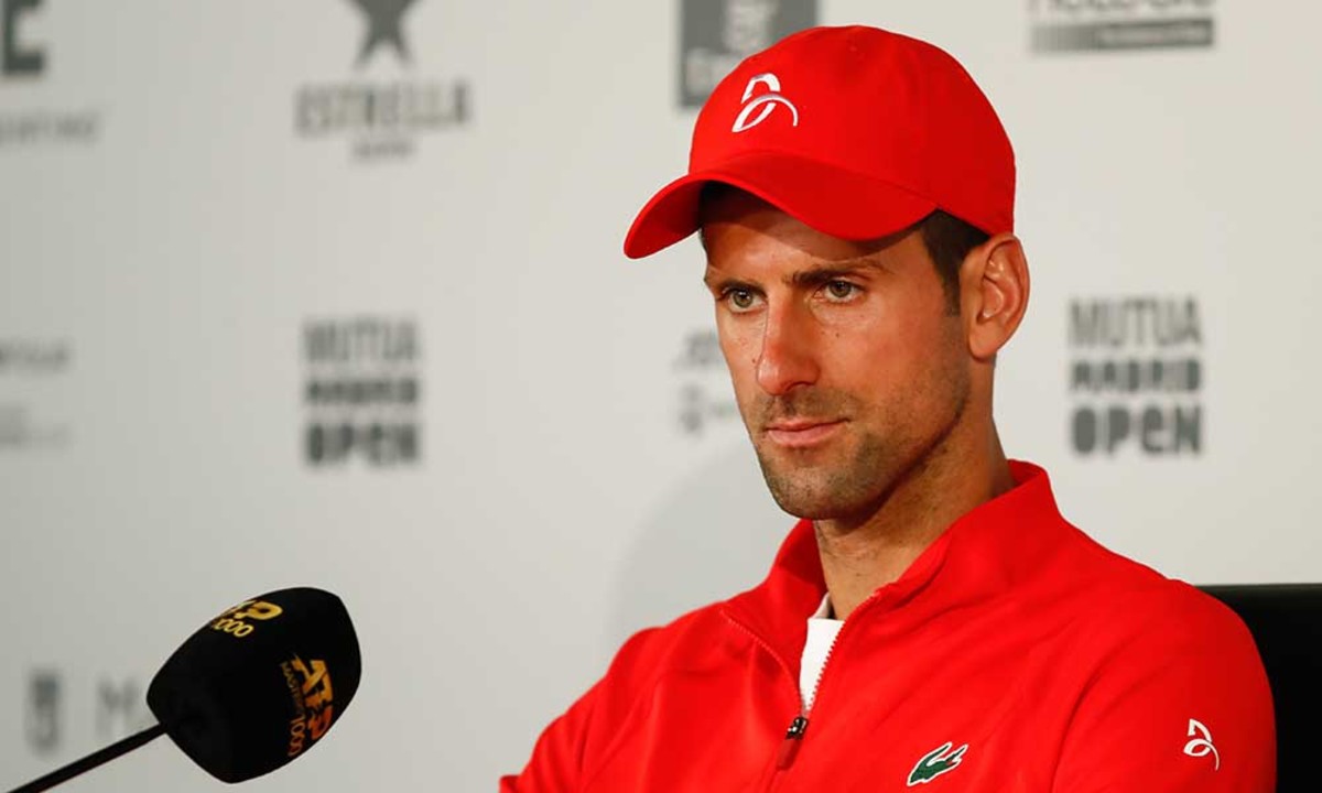 Novak Djokovic in a press conference
