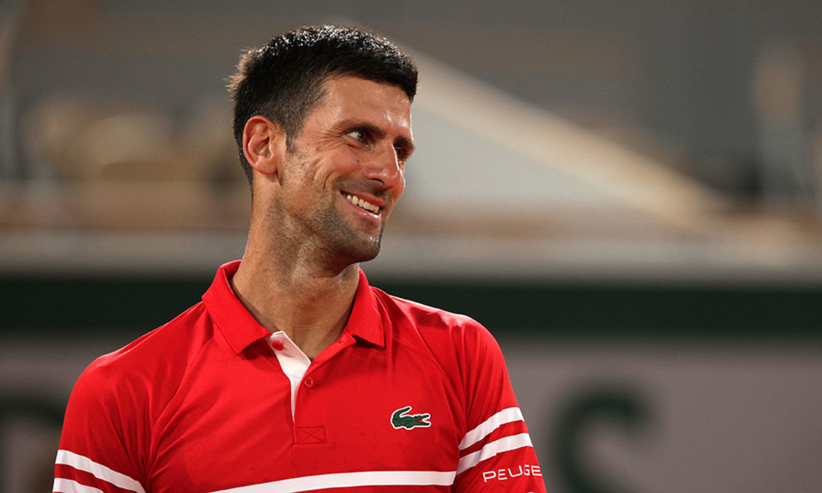 Novak Djokovic smiles at French Open