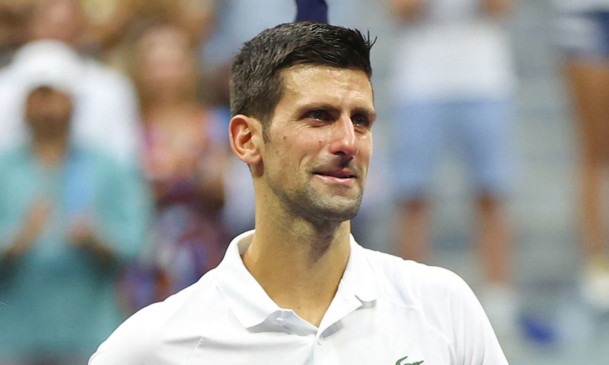 Novak Djokovic crying at US Open final ceremony