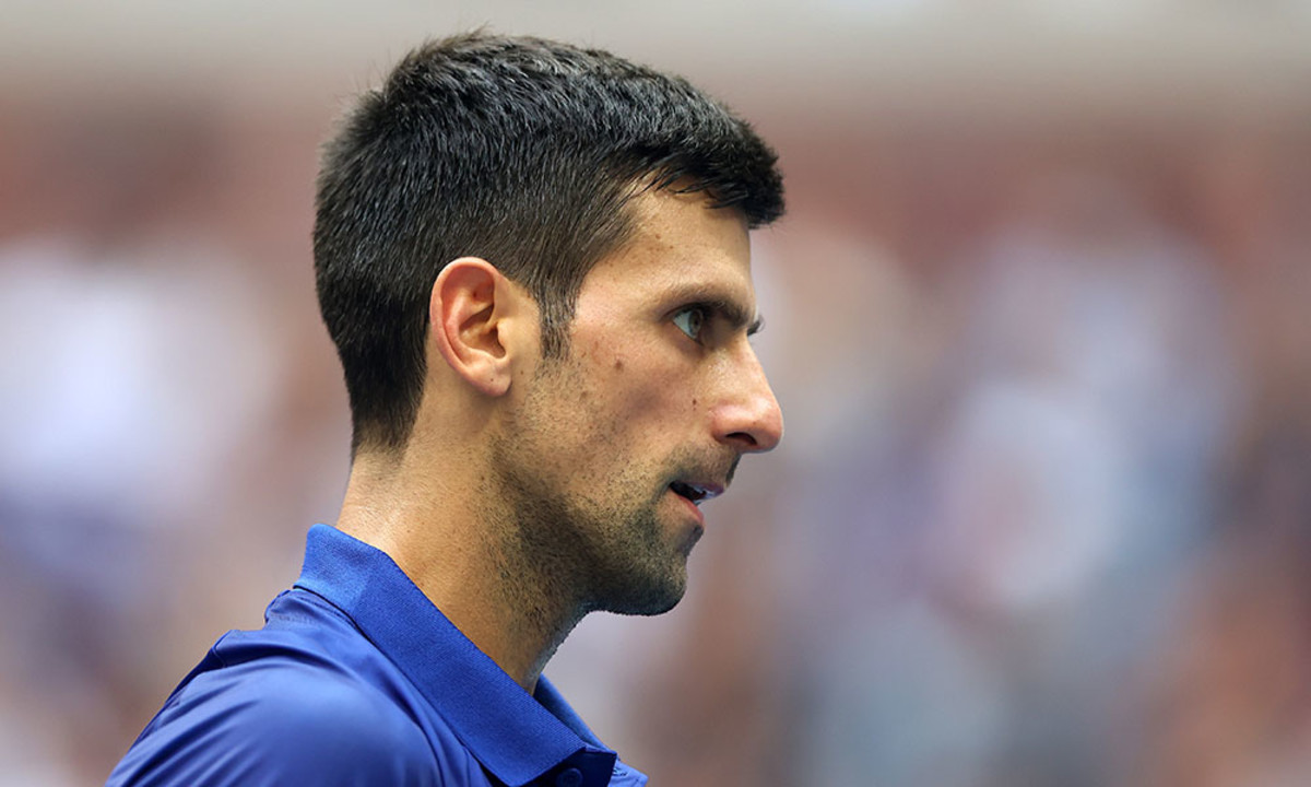 Novak Djokovic looks on at US Open
