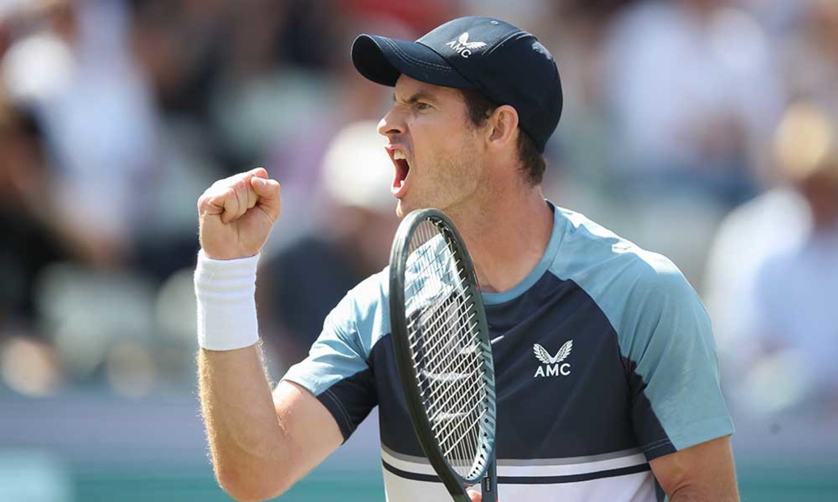 Andy Murray celebrates a win in Stuttgart