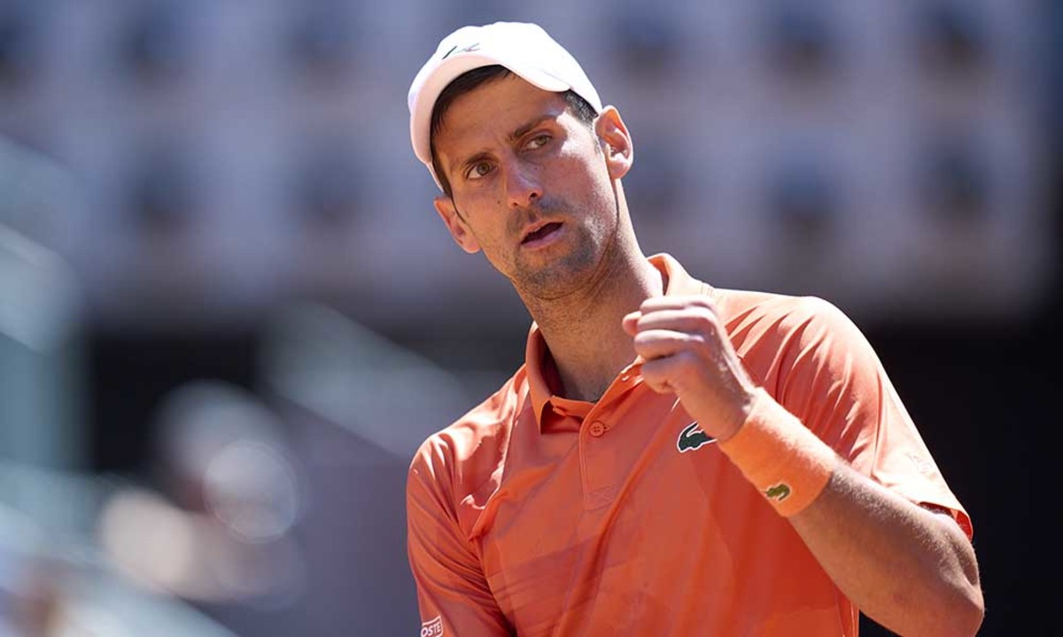 Novak Djokovic celebrates Madrid Masters QF win