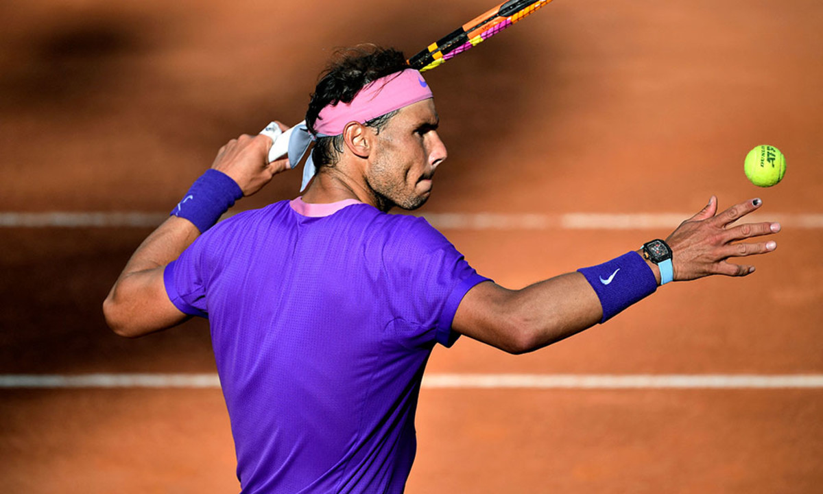 Rafael Nadal in action at Rome Masters