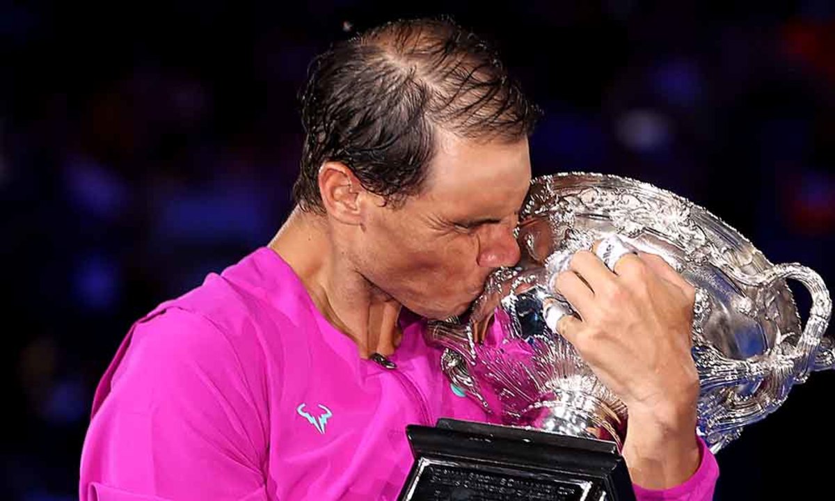 Rafael Nadal with Australian Open trophy