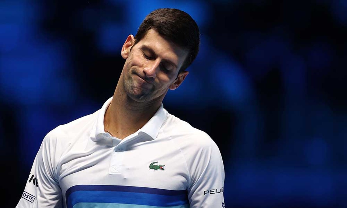 Novak Djokovic looking dismayed