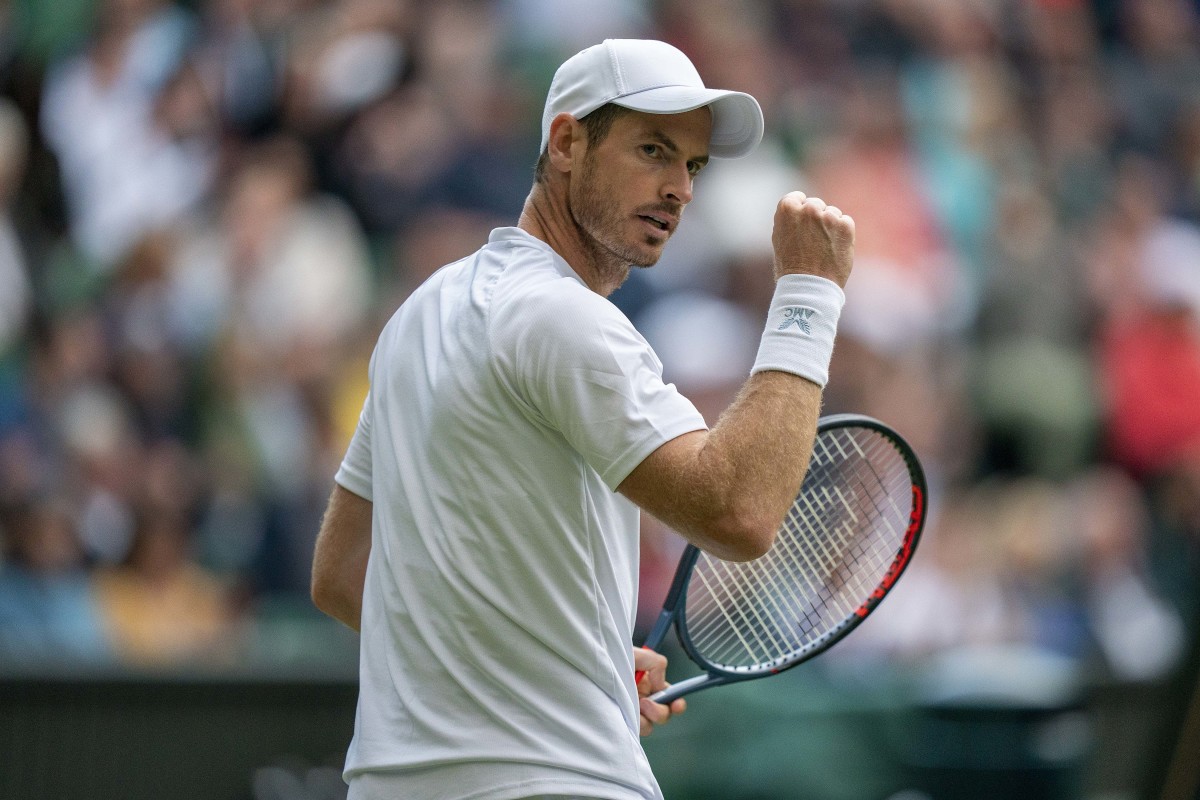 Andy Murray celebrates at Wimbledon
