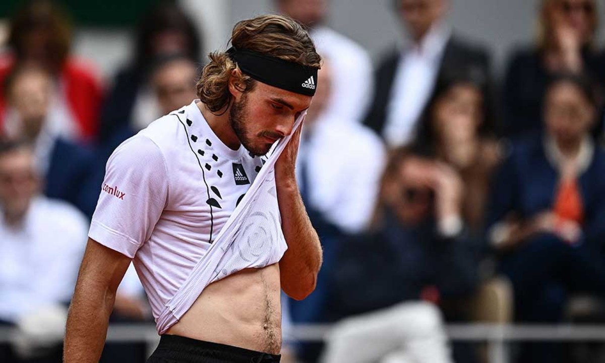 Stefanos Tsitsipas dejected at French Open
